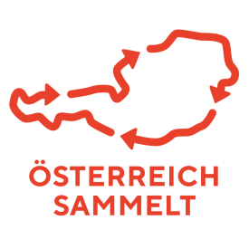 Auf dem Bild ist das &Ouml;sterreich Sammelt Logo in rot zu sehen.